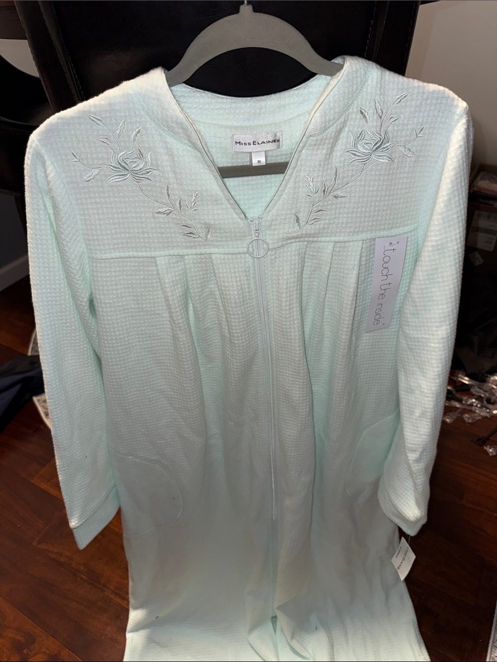 Miss Elaine‎ Nightgown Embroidered House Dress Long Blue MEDIUM BNWT